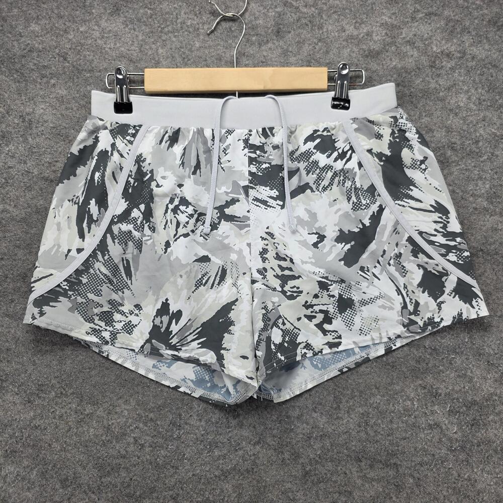 Under Armour Shorts Womens M Gray 3 In Lined Running Athletic Floral HeatGear